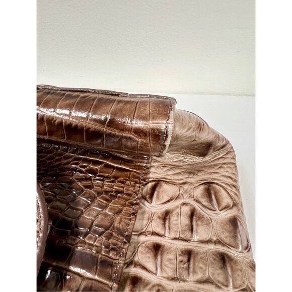Brahmin Paris Toasted Barley Melbourne Leather Croc Shoulder Tote Purse Bag - Picture 9 of 13